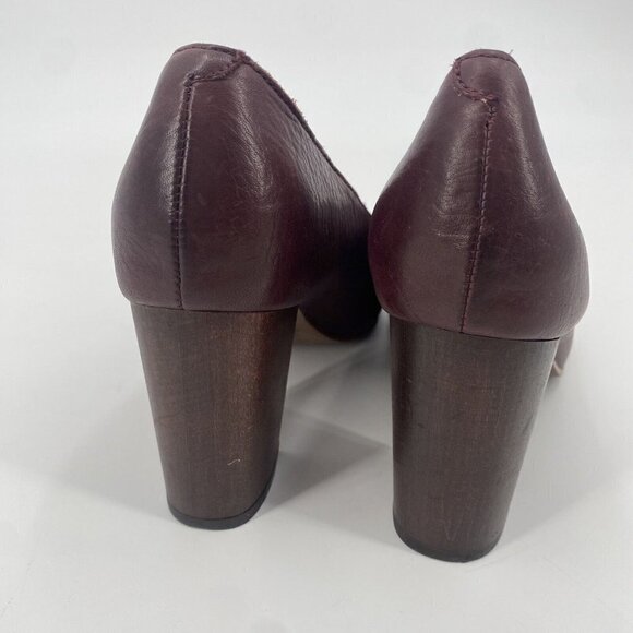 Latigo Size 8 M Kala Maroon Leather Classic Pump Chunky Heel Anthropologie - Picture 7 of 12
